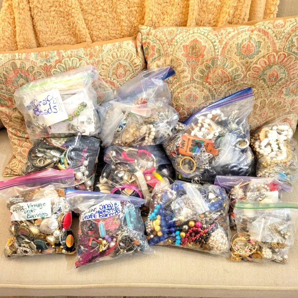 Junk Drawer Jewelry 2 Pound Lot - Craft, Repair, Scrap, etc